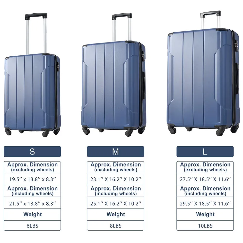 20In Expandable Lightweight Spinner Suitcase with Corner Guards - Blue