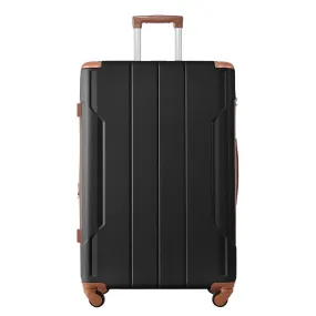 24In Expandable Lightweight Spinner Suitcase with Corner Guards - Black plus Brown