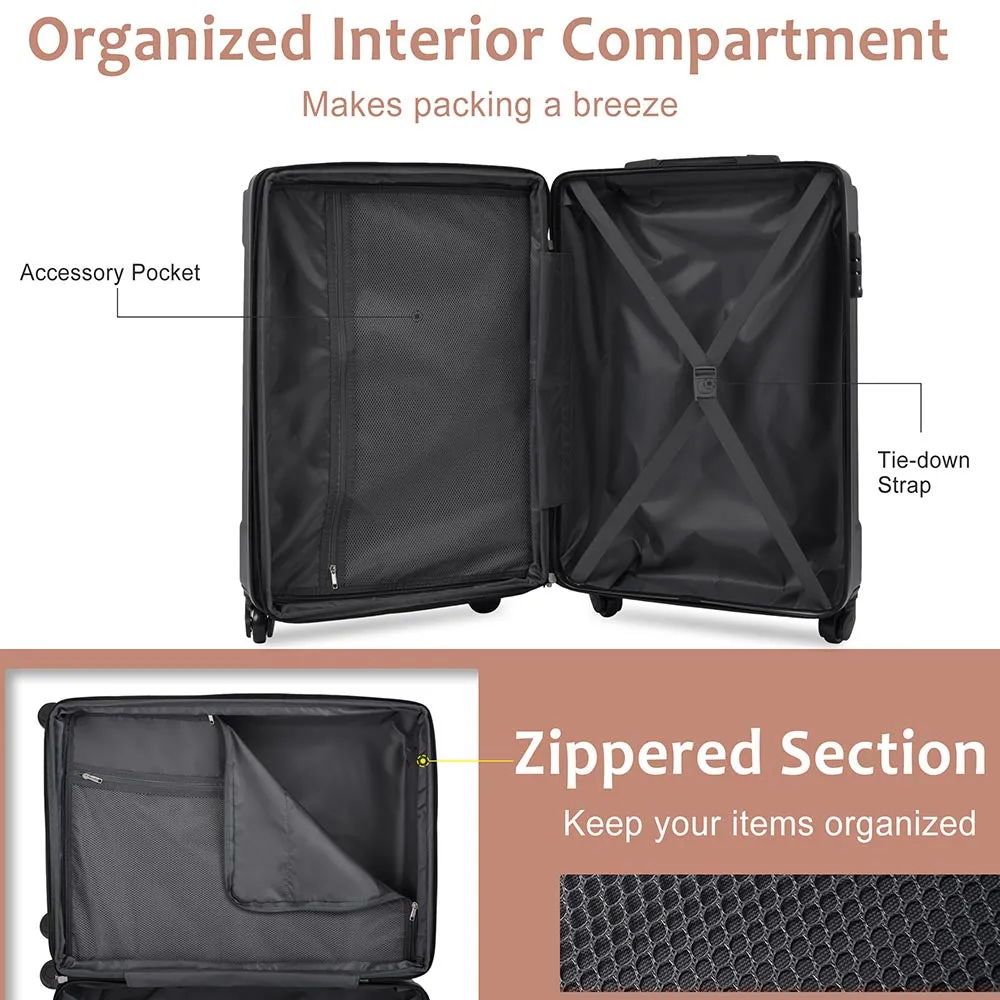 24In Expandable Lightweight Spinner Suitcase with Corner Guards - Black plus Brown