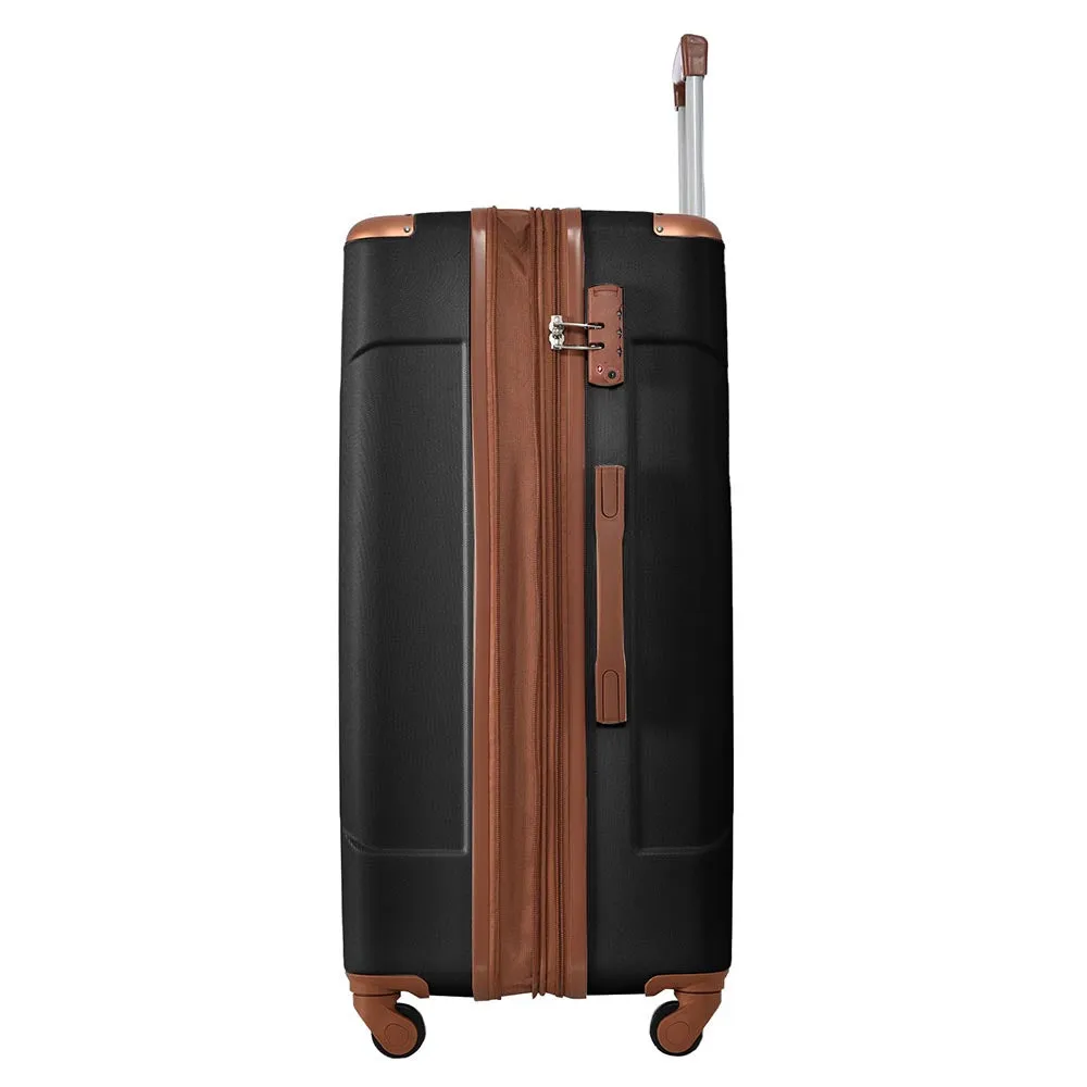 24In Expandable Lightweight Spinner Suitcase with Corner Guards - Black plus Brown