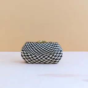 Black Houndstooth Clutch - Handwoven Clutch