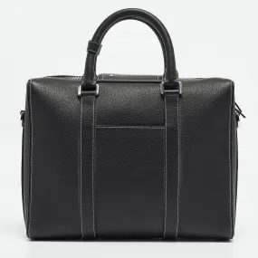 Black Leather Lingot Briefcase Bag