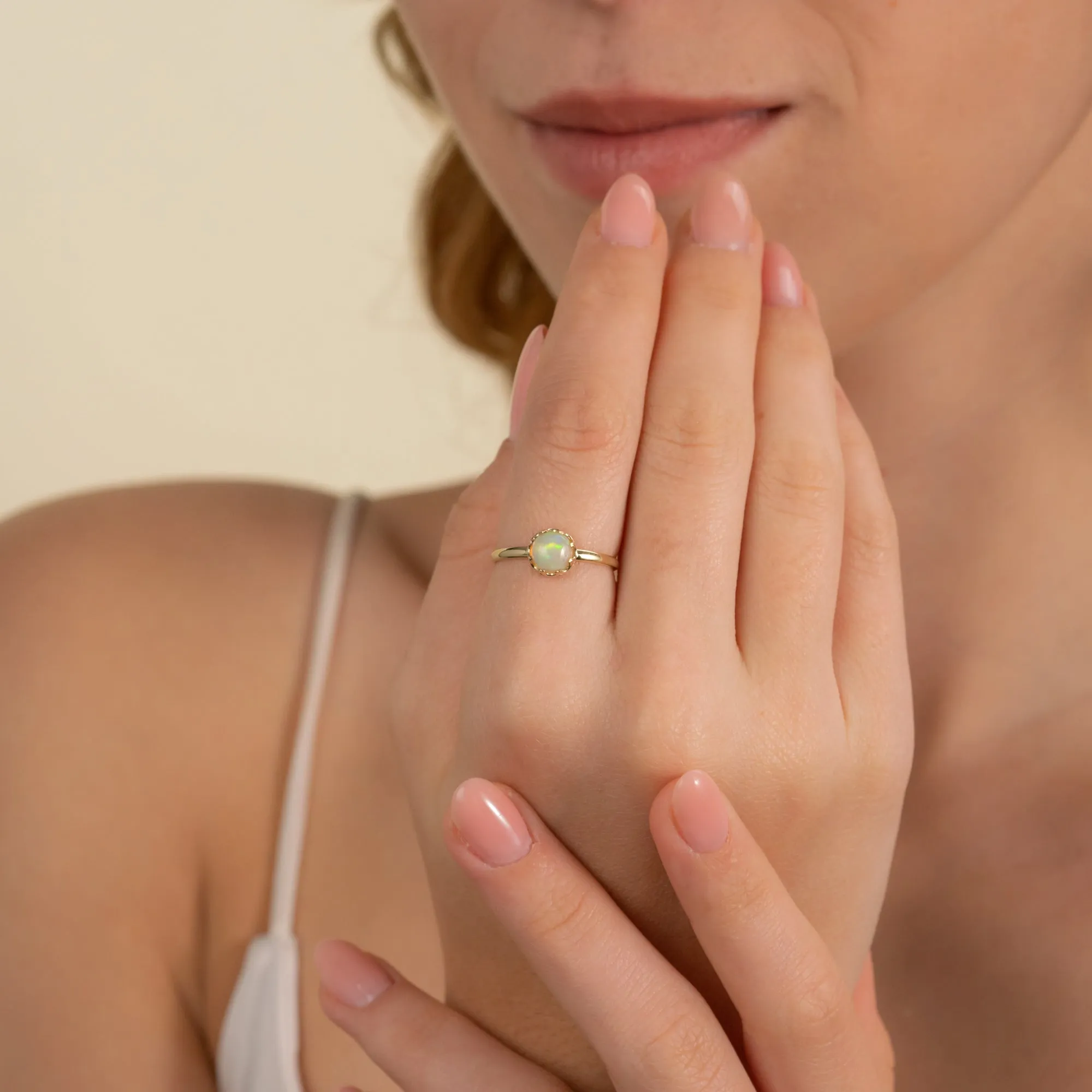 Cabochon Opal Engagement Ring, Amala