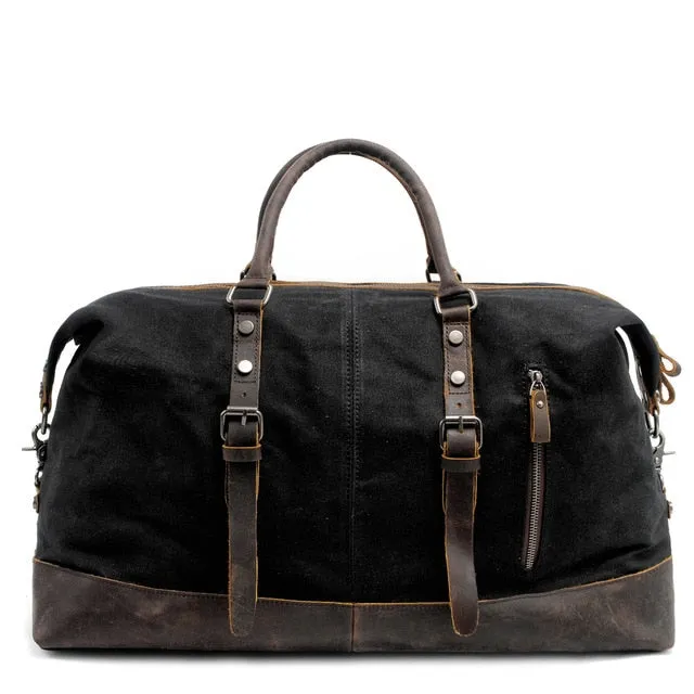 Canvas Leather Travel Duffel Bag