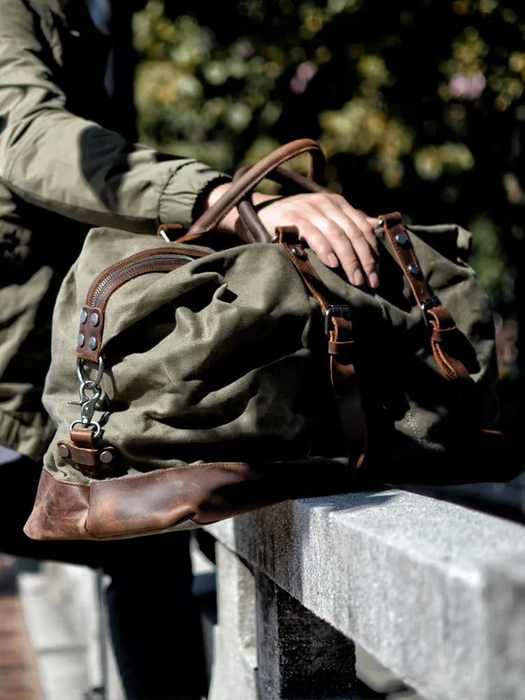 Canvas Leather Travel Duffel Bag