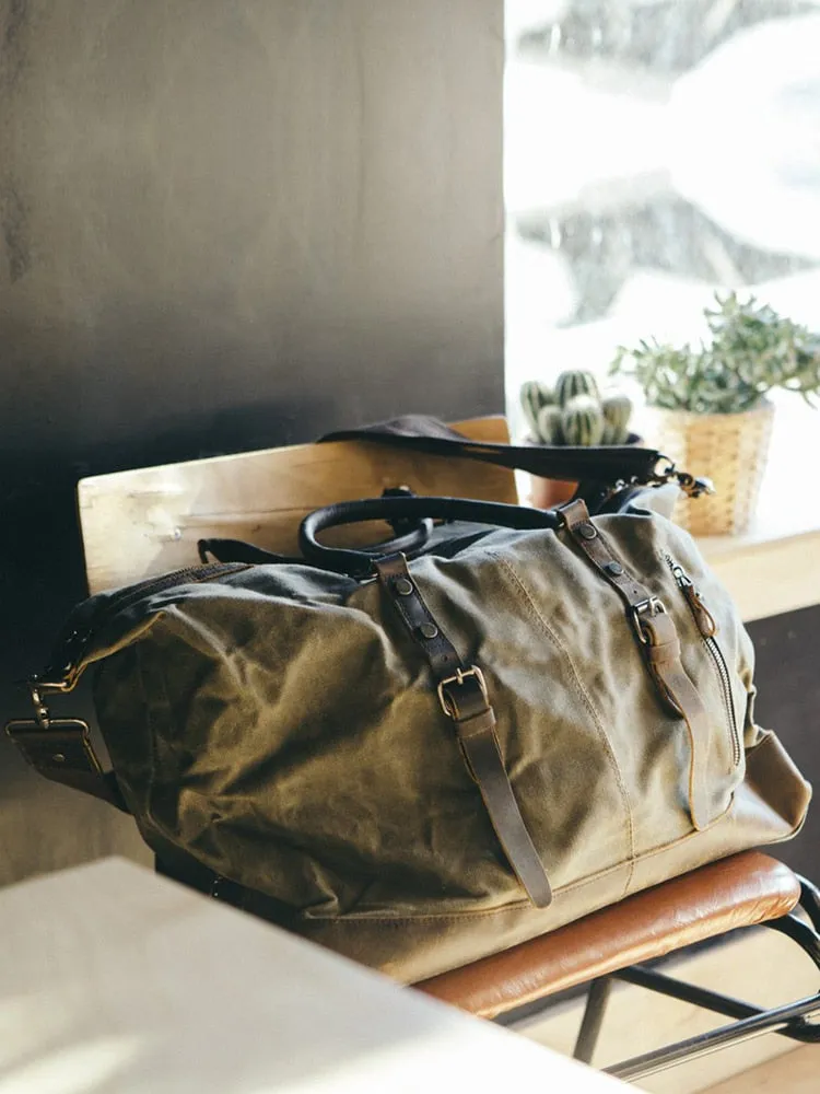 Canvas Leather Travel Duffel Bag