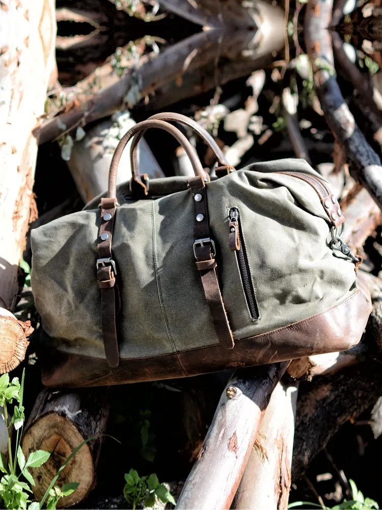 Canvas Leather Travel Duffel Bag