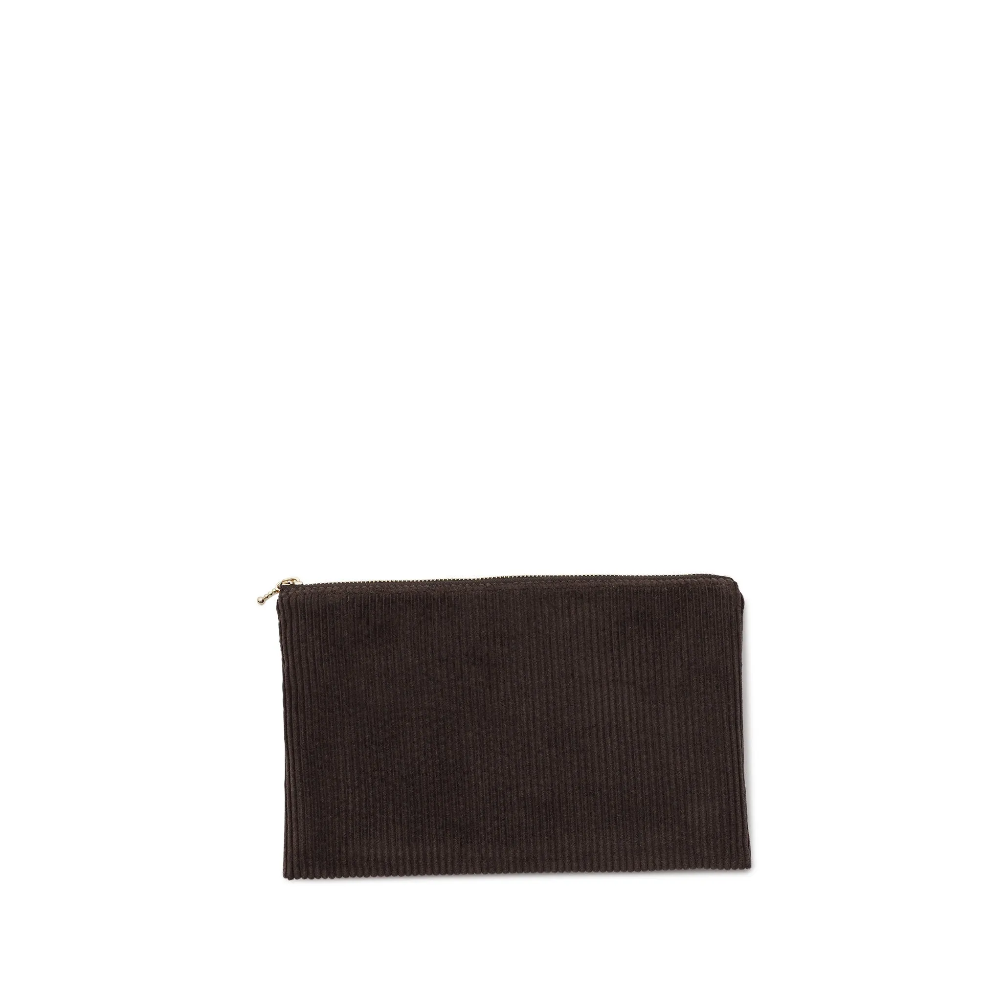 corduroy clutch, chocolate