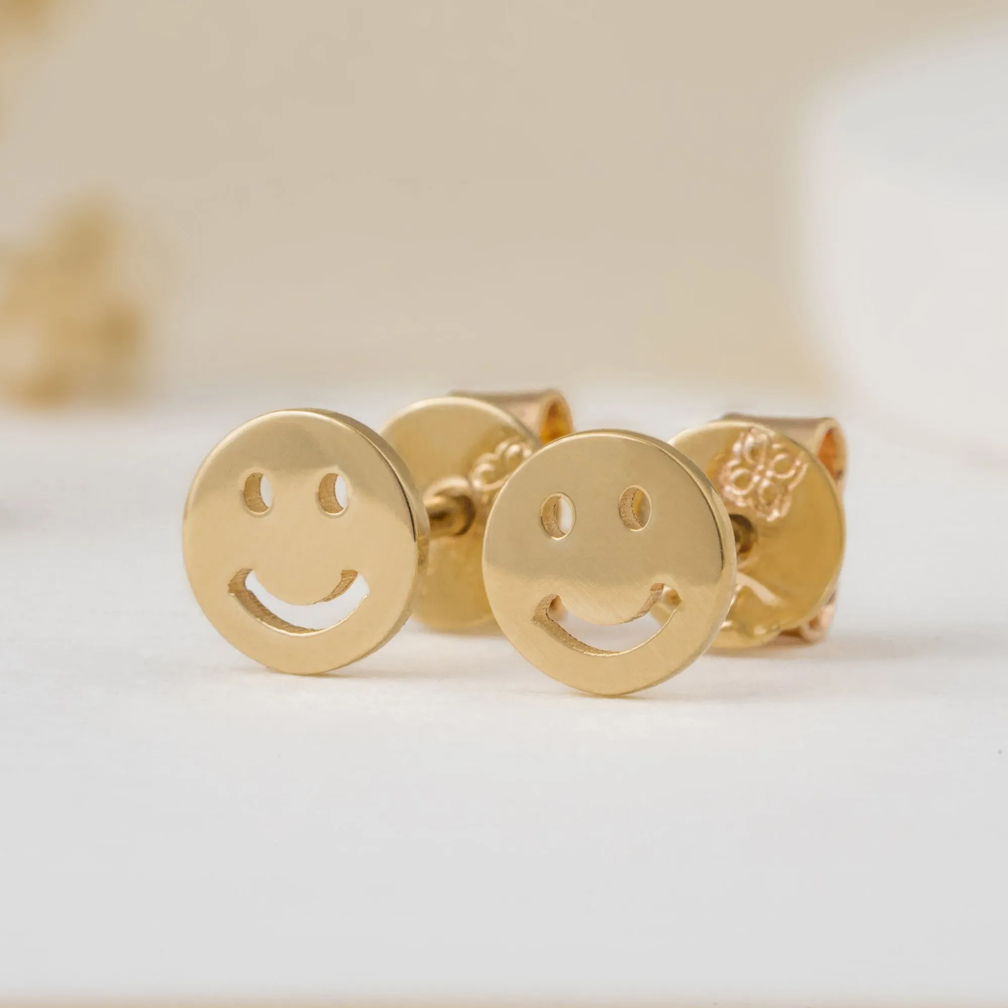 Dainty Happy Face Studs, Joyce