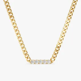 Diamond Bar Cuban Chain Necklace, Salma