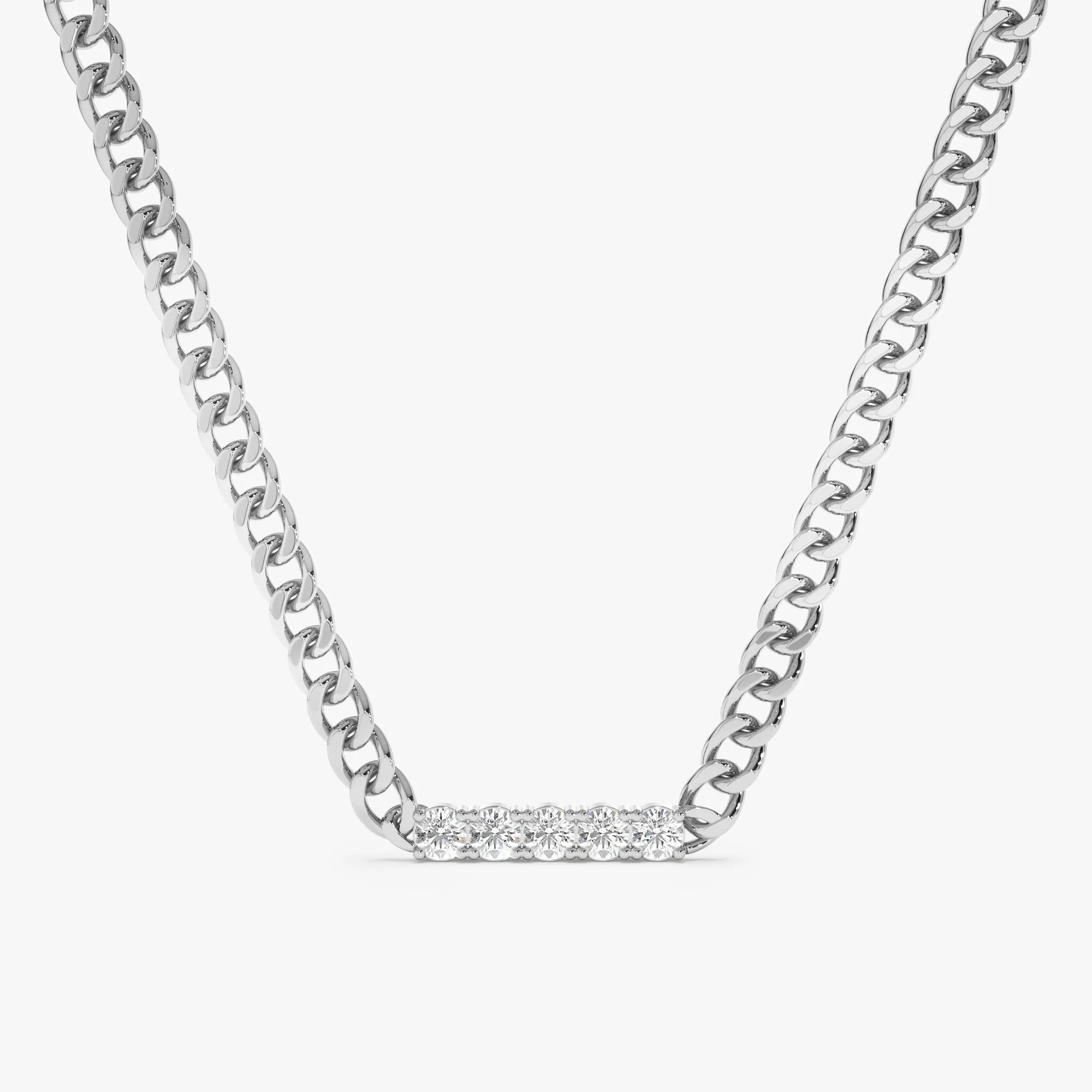 Diamond Bar Cuban Chain Necklace, Salma