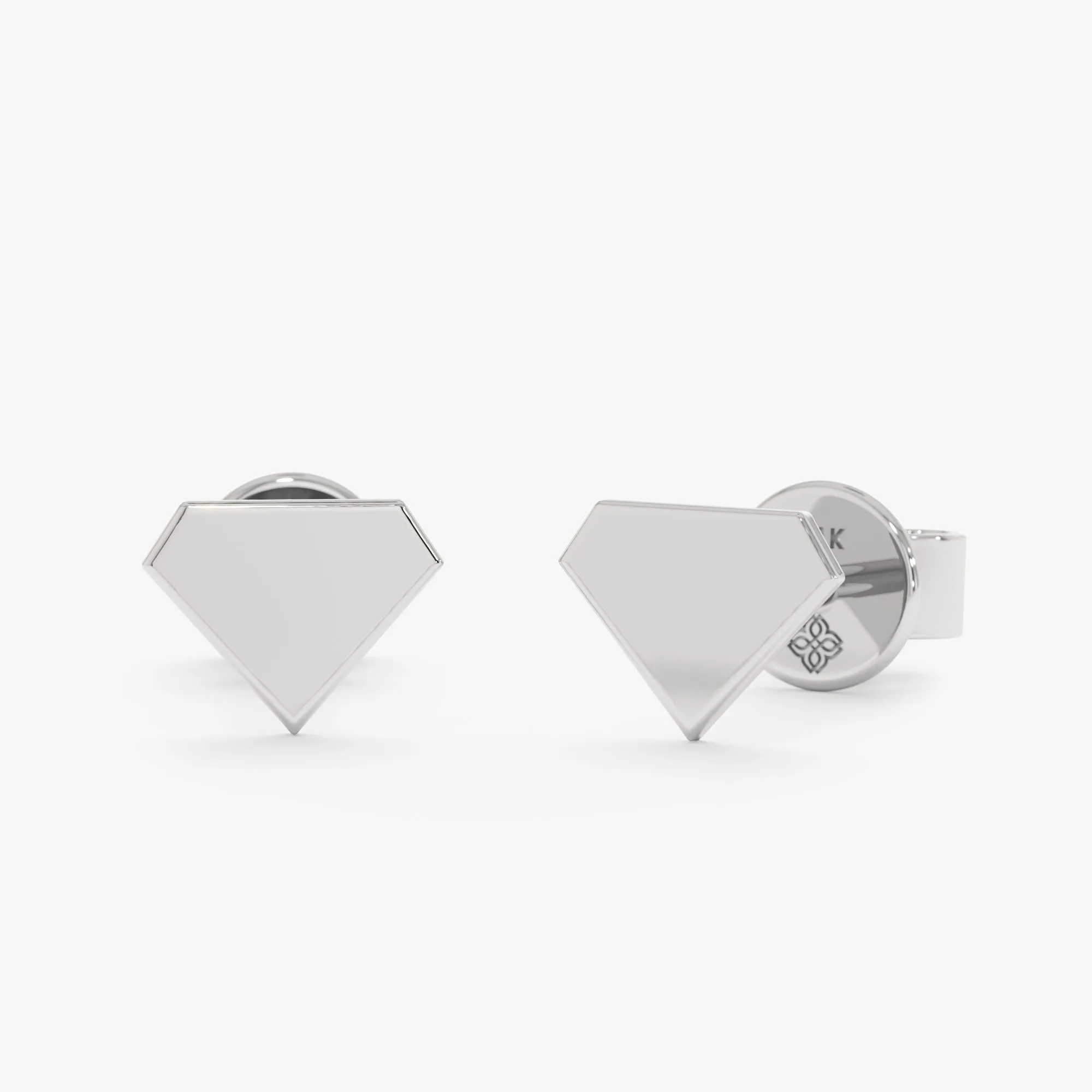 Diamond Shape Solid Gold Studs, Marilyn