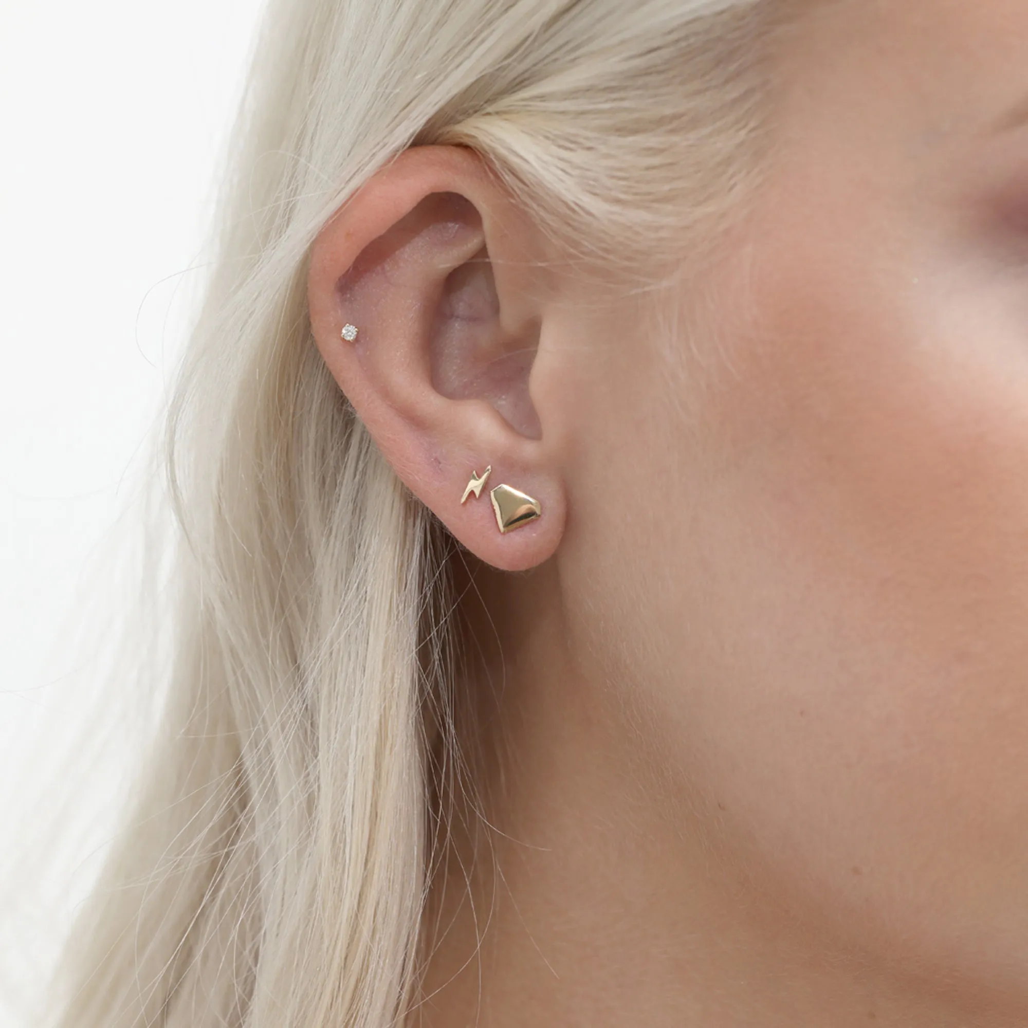 Diamond Shape Solid Gold Studs, Marilyn