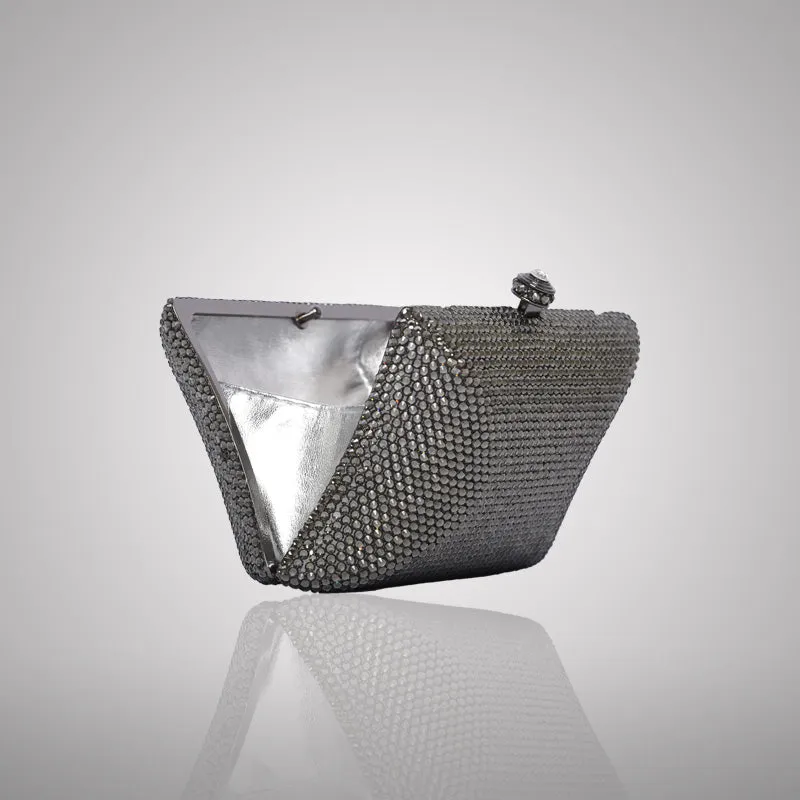 Elegant Dark Rectangular Swarovski Clutch | 0C830-G