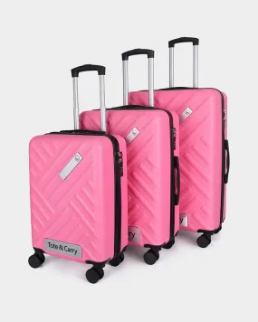 Hard Case 3 Piece Luggage Set in Pink