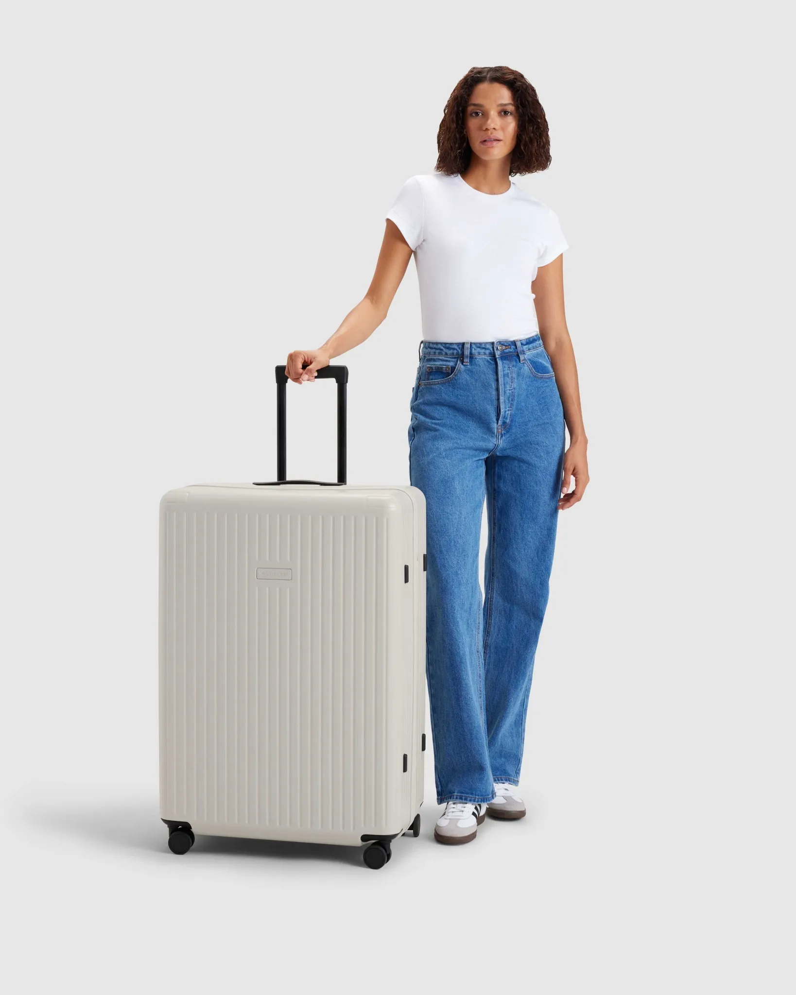 Large Check In Suitcase - Moonbeam Beige