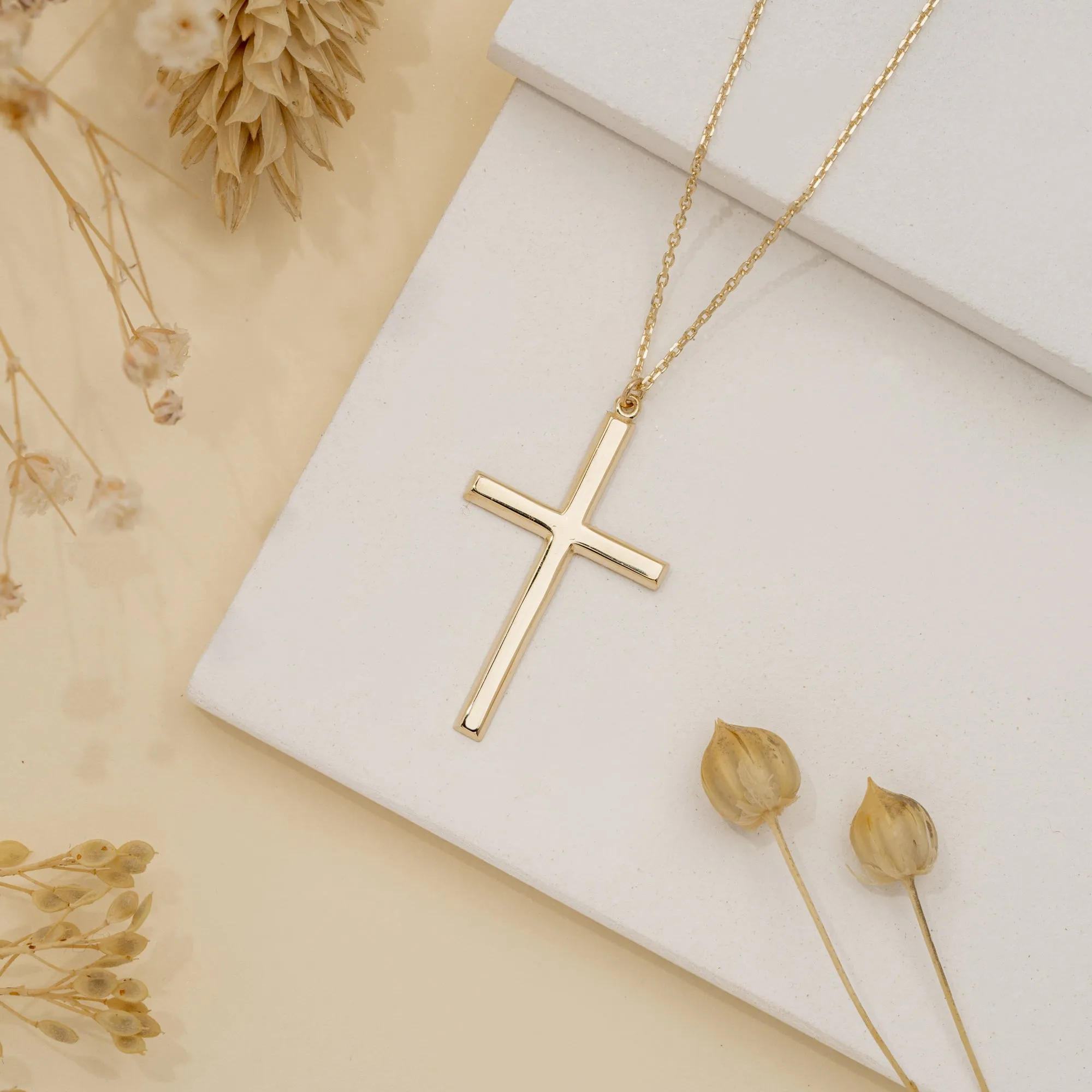 Large Gold Cross Necklace, Amari