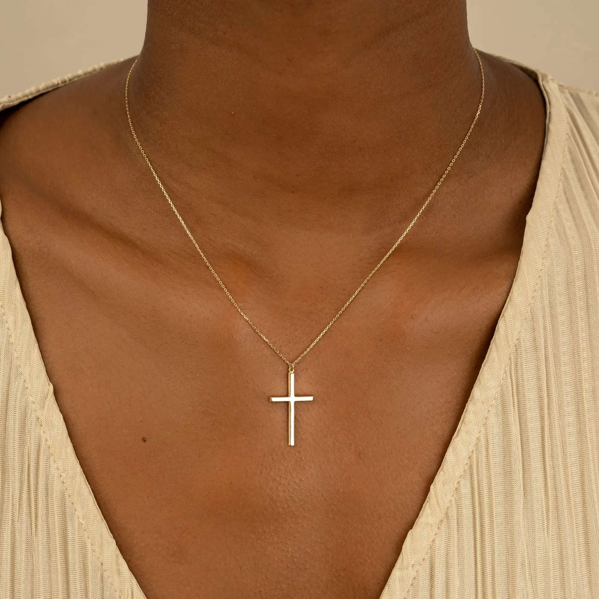 Large Gold Cross Necklace, Amari