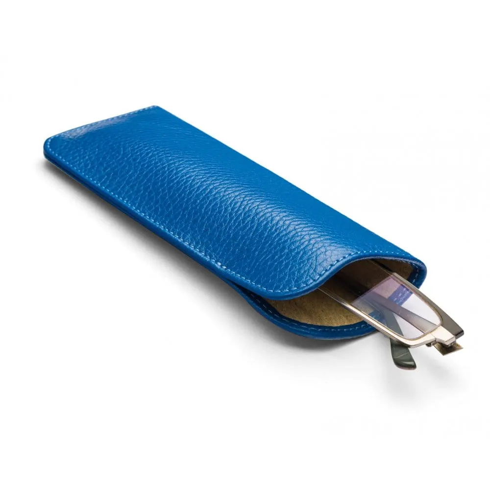 Large Leather Glasses Case - Cobalt