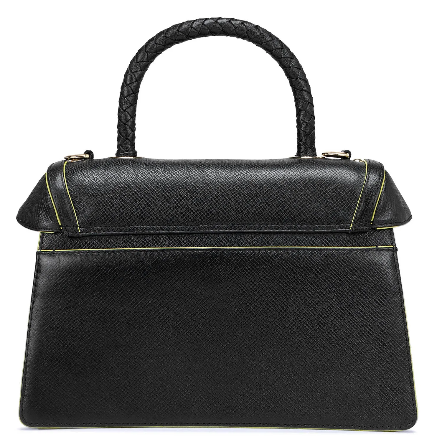 Medium Franzy Leather Satchel - Black