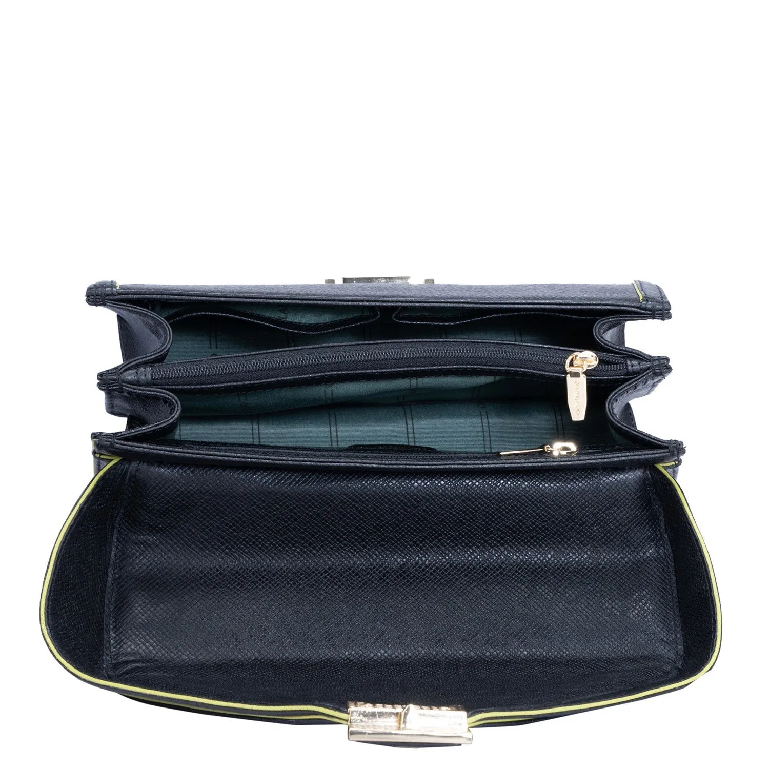 Medium Franzy Leather Satchel - Black