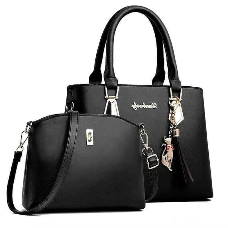 Melissa Leather Bag Set: Versatile Faux Leather Tote, Crossbody, Wristlet