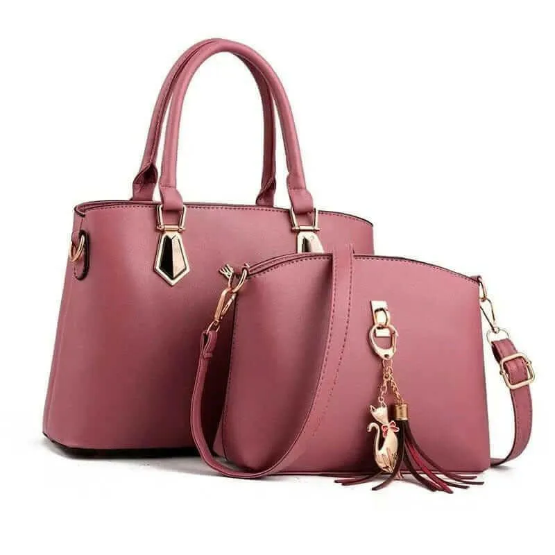 Melissa Leather Bag Set: Versatile Faux Leather Tote, Crossbody, Wristlet