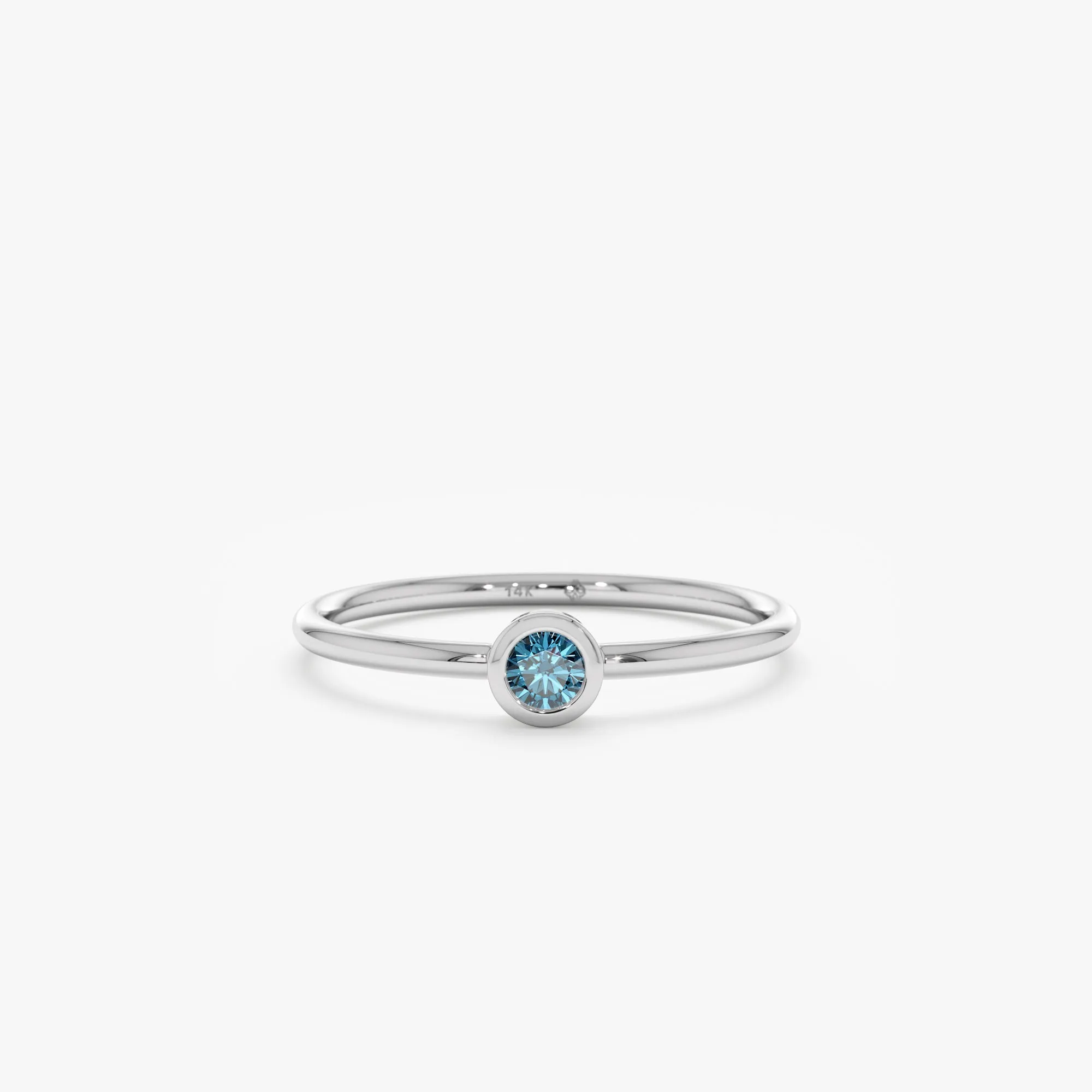 Natural Blue Diamond Bezel Ring, Vienna