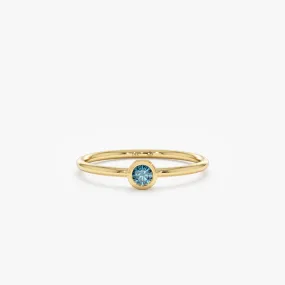 Natural Blue Diamond Bezel Ring, Vienna