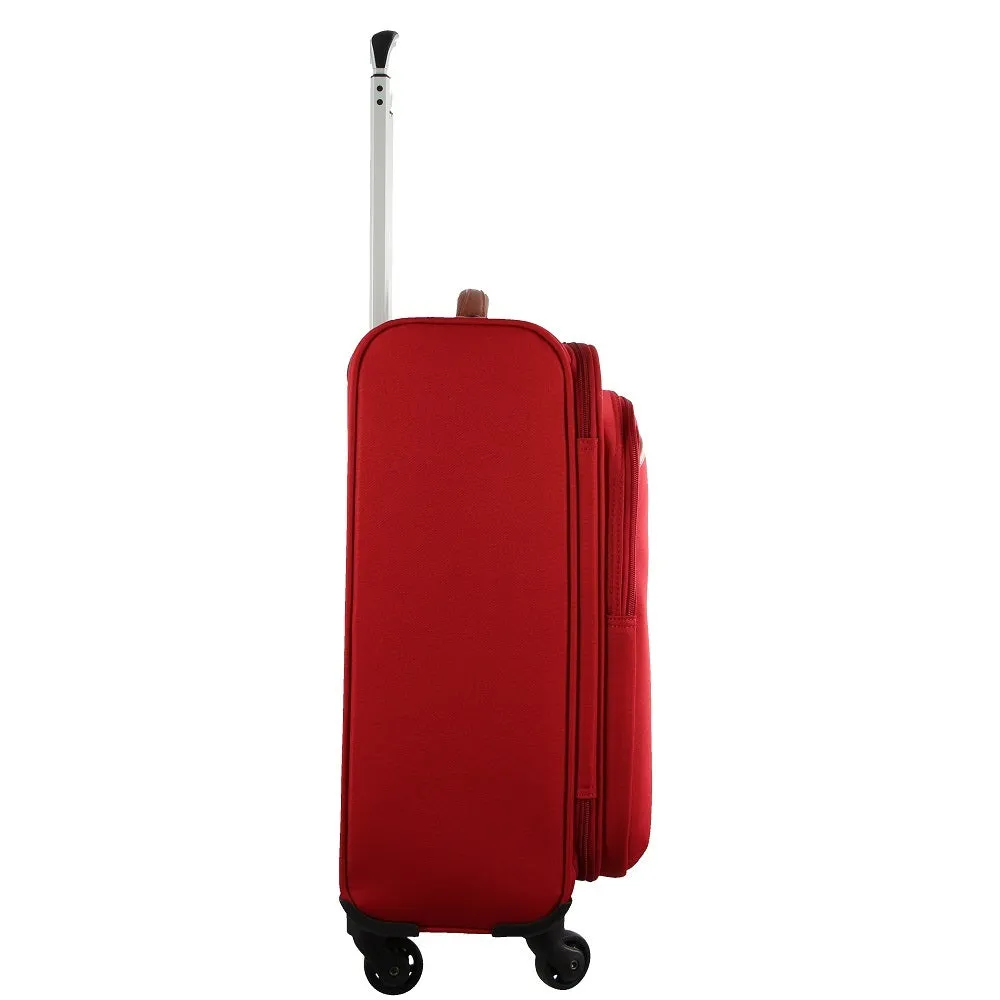 Pierre Cardin 40L Cabin Soft-Shell Suitcase Travel Luggage Bag 4-Wheel Case - Red