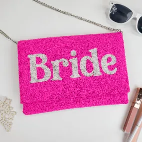 Pink Seed Bead Bride Clutch Purse