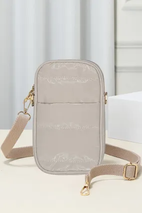 Puffer Rectangle Crossbody Bag in Glossy-Beige