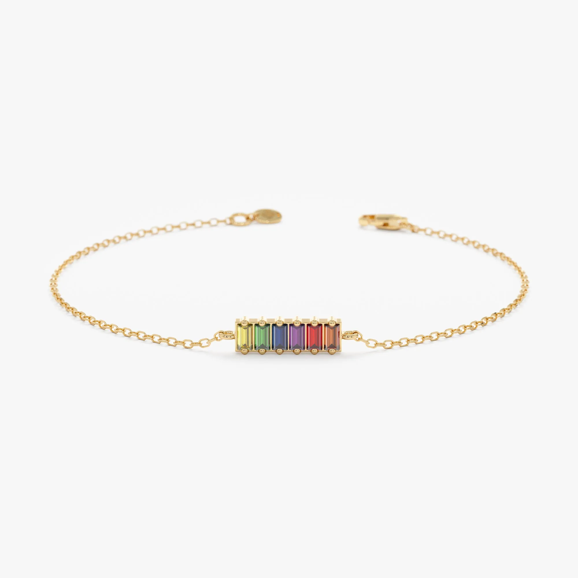 Rainbow Sapphire Bar Bracelet, Kira