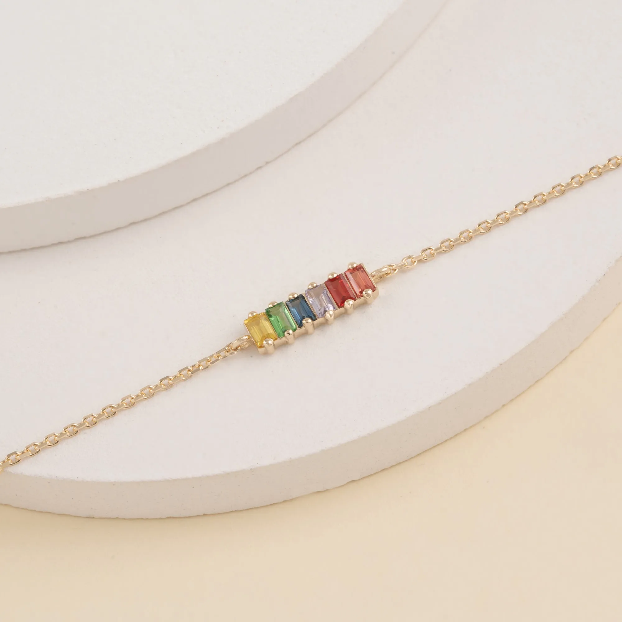 Rainbow Sapphire Bar Bracelet, Kira