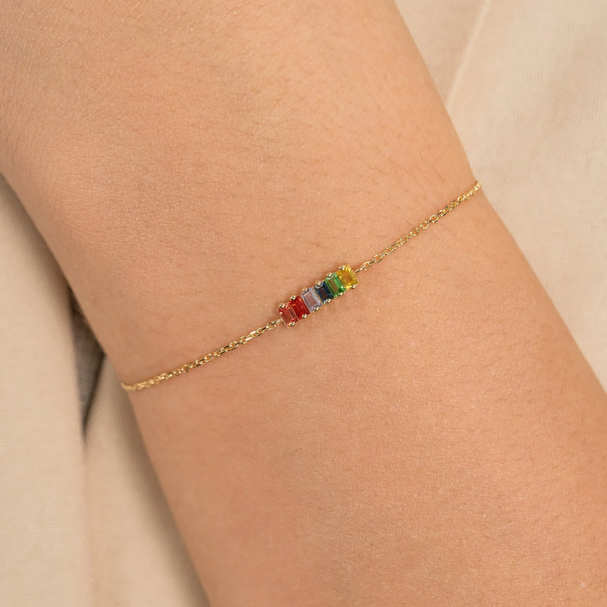 Rainbow Sapphire Bar Bracelet, Kira