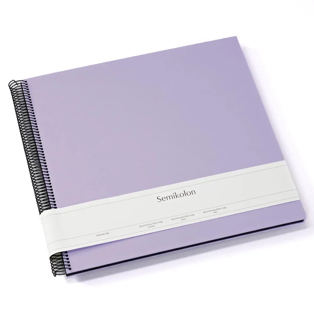 Semikolon Spiral Economy Album Large - Lilac Silk, Black Pages