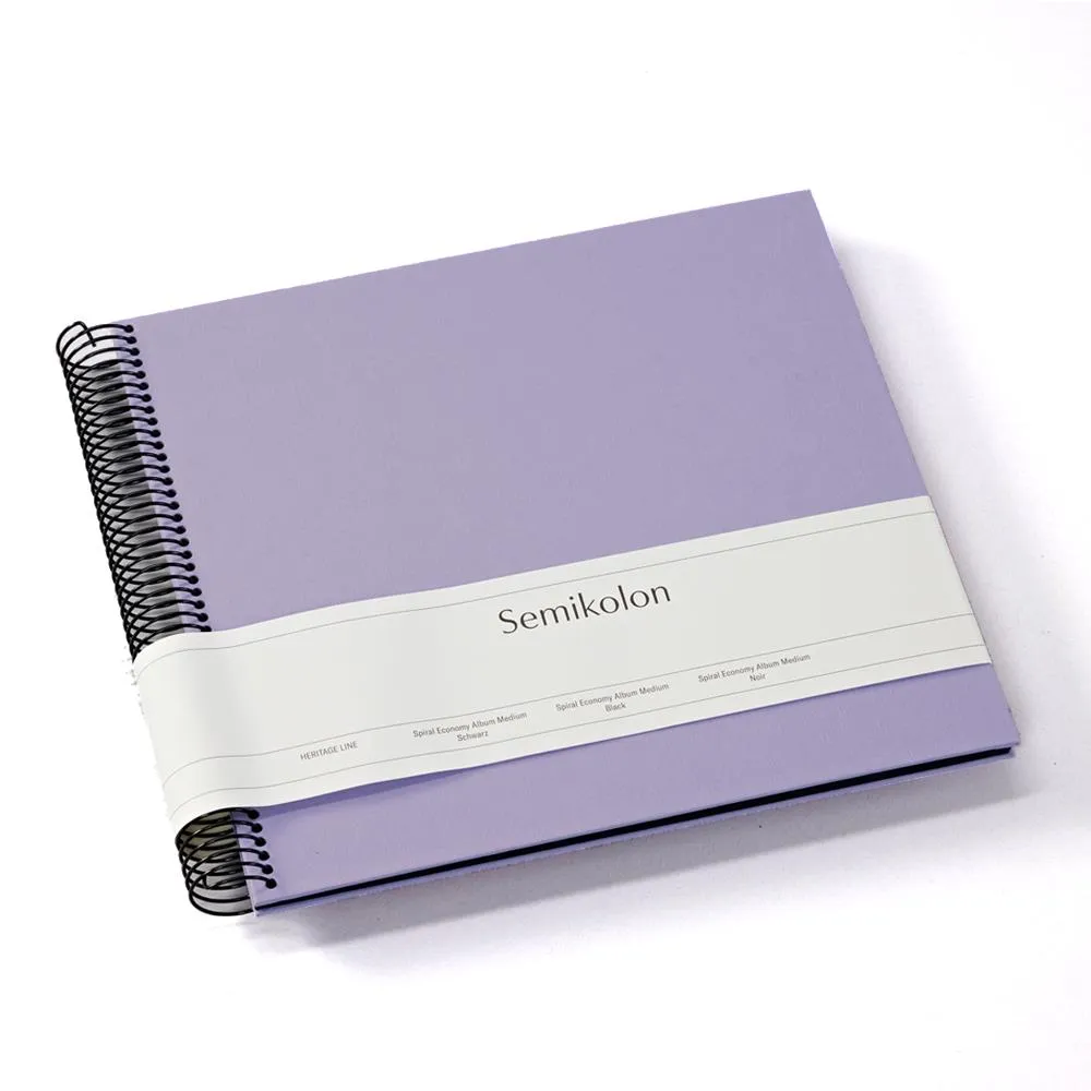 Semikolon Spiral Economy Album Medium - Lilac Silk, Black Pages