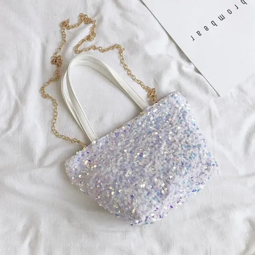 Sequins Armpit bag 2021 Summer High-quality PU Leather Handbags Lady Totes Shoulder Bag Travel Chain Bling Fashion Crossbody Bag