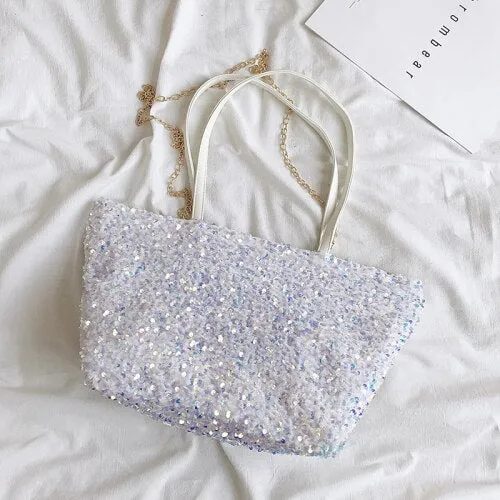 Sequins Armpit bag 2021 Summer High-quality PU Leather Handbags Lady Totes Shoulder Bag Travel Chain Bling Fashion Crossbody Bag