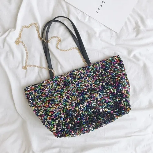 Sequins Armpit bag 2021 Summer High-quality PU Leather Handbags Lady Totes Shoulder Bag Travel Chain Bling Fashion Crossbody Bag