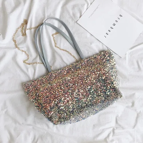 Sequins Armpit bag 2021 Summer High-quality PU Leather Handbags Lady Totes Shoulder Bag Travel Chain Bling Fashion Crossbody Bag