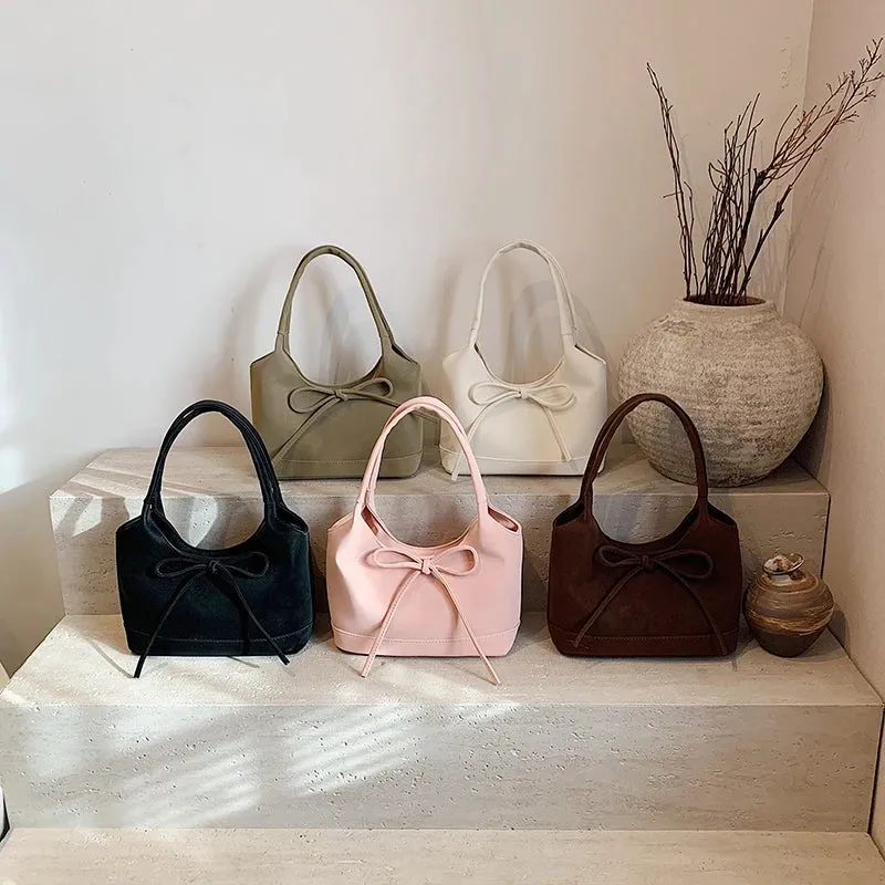 Small Faux Leather Bow Simple Handbags