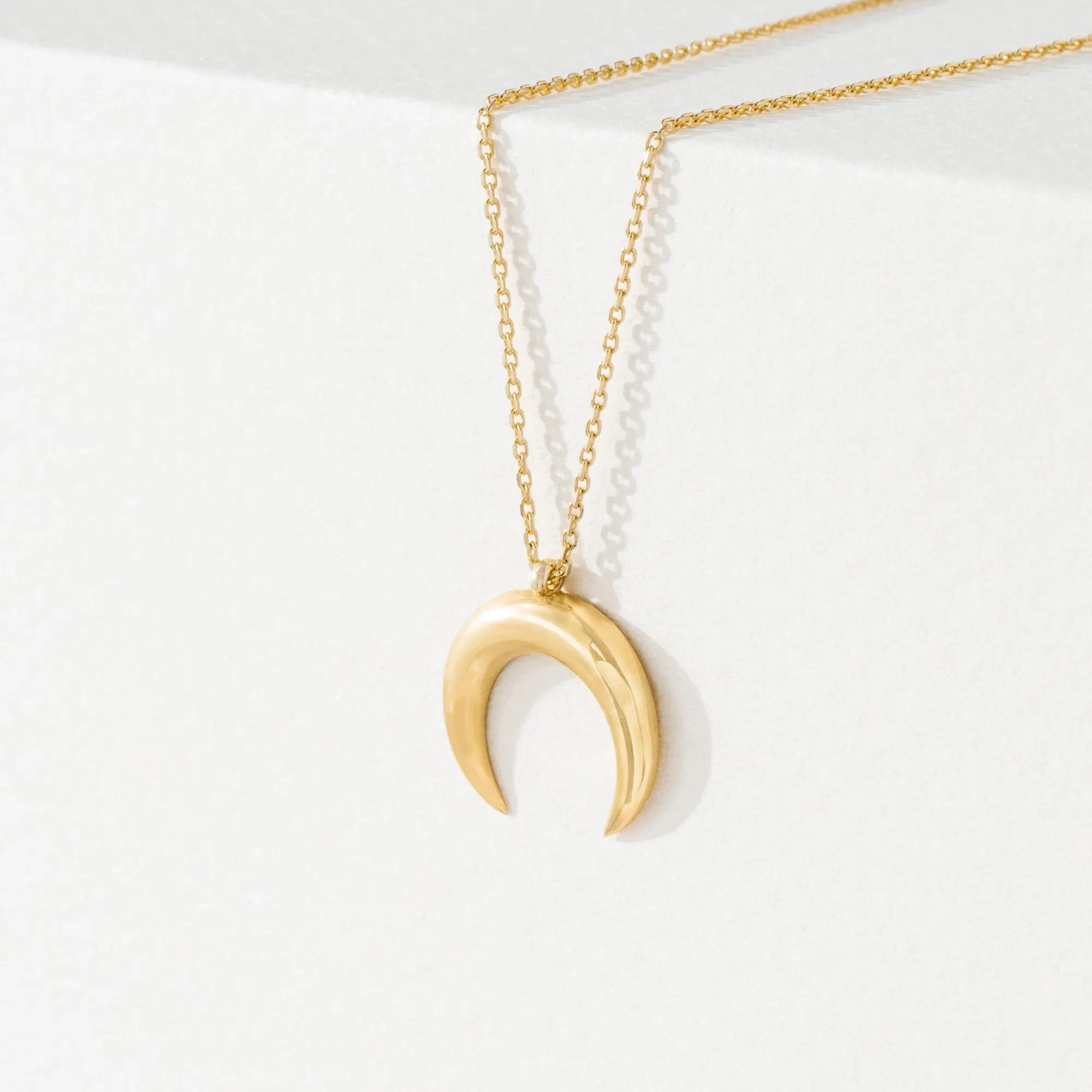 Solid Gold Crescent Horn Necklace, Hailie