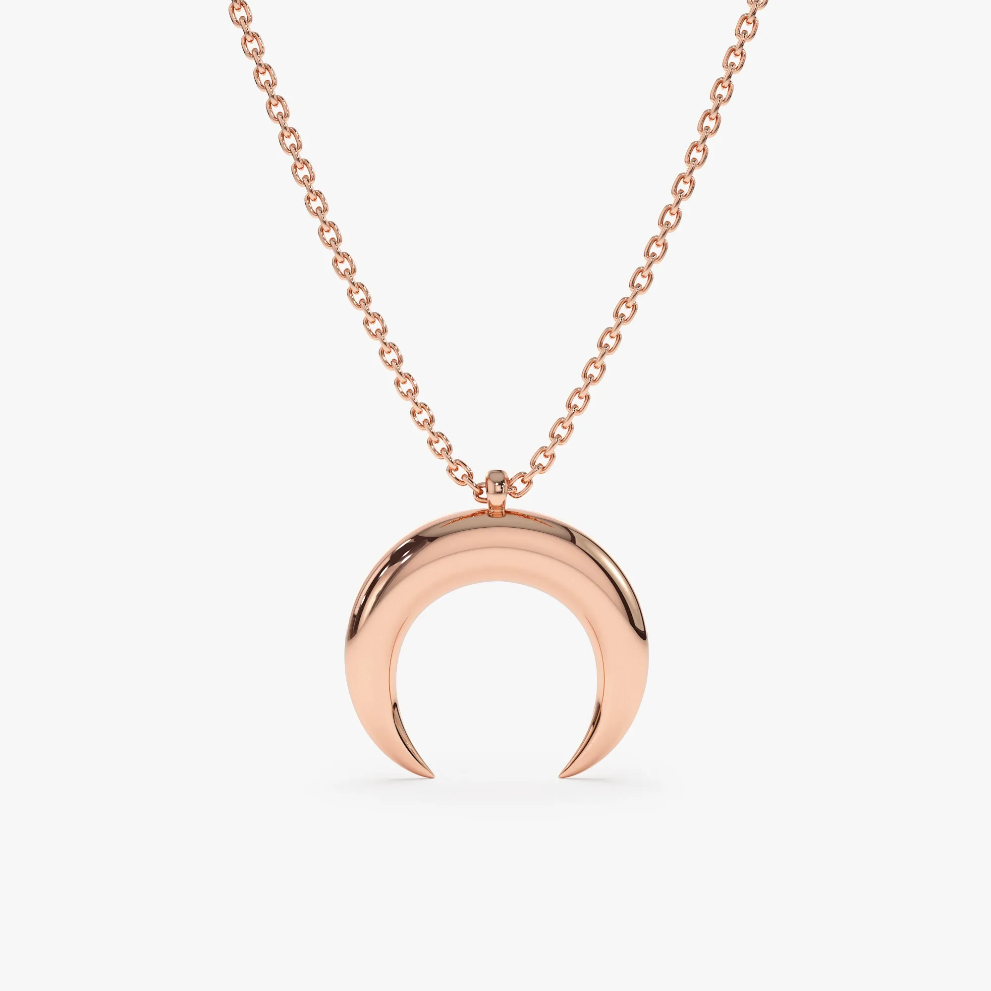 Solid Gold Crescent Horn Necklace, Hailie