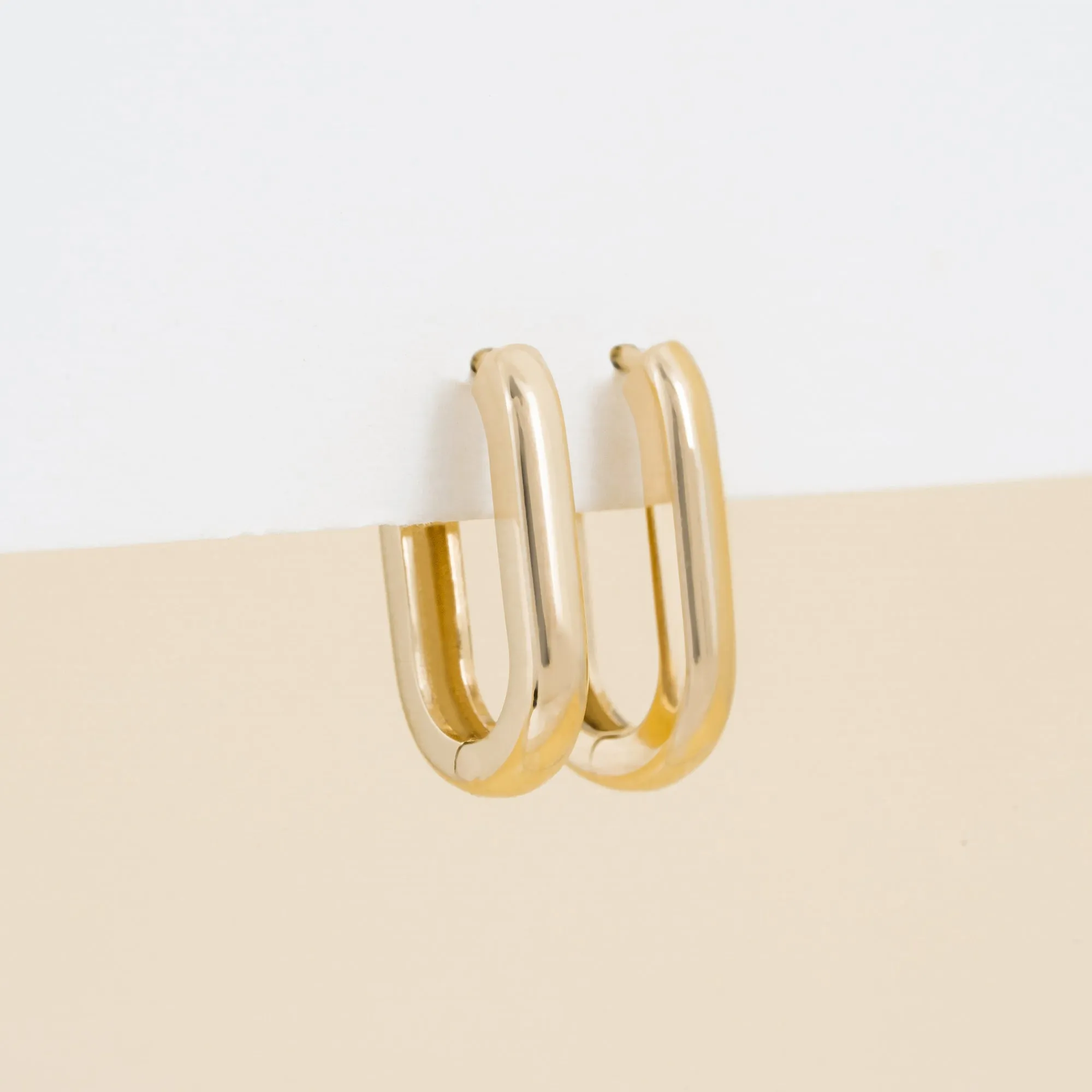 Solid Gold Oblong Earrings, Cataleya