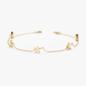 Solid Gold Star Station Bracelet, Stella