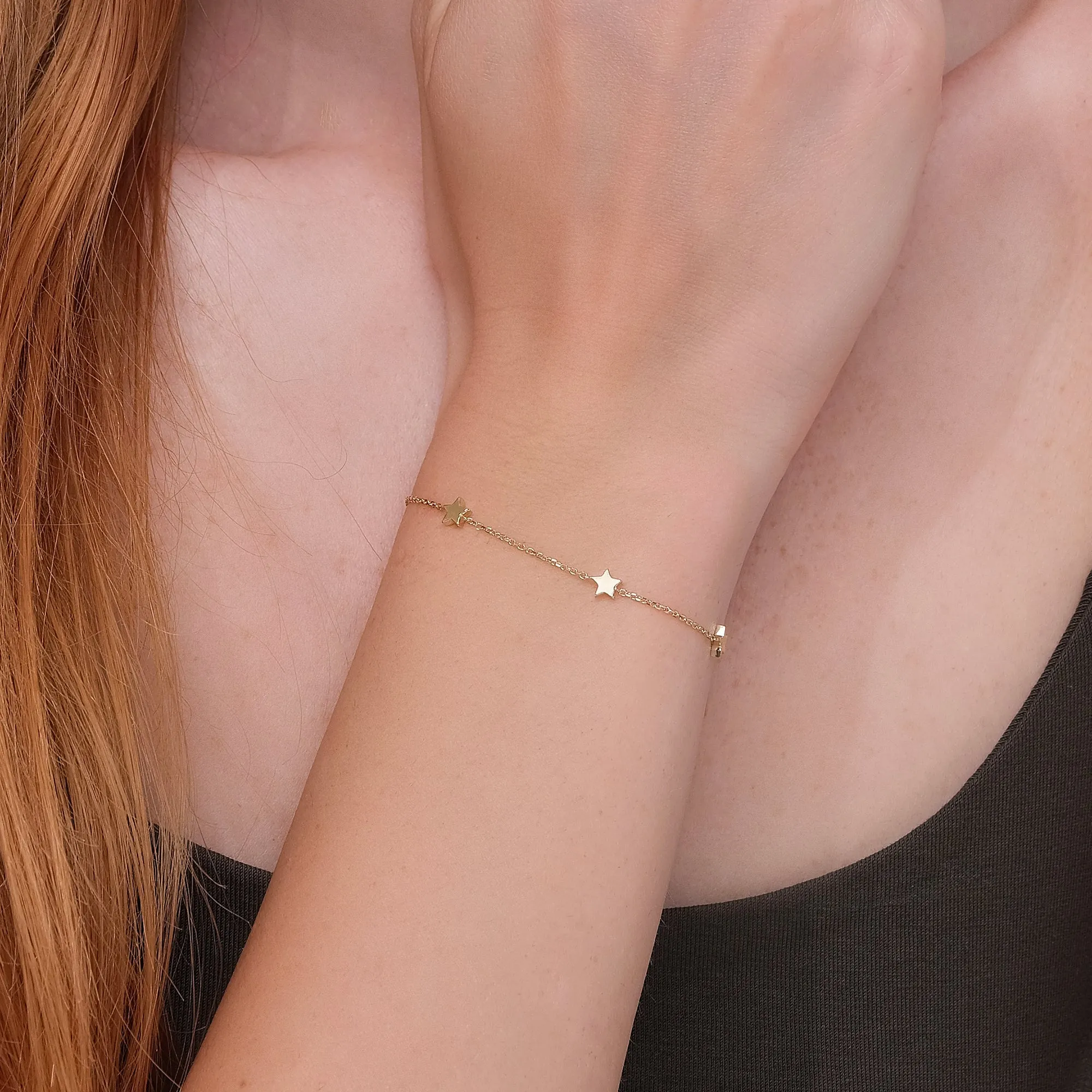 Solid Gold Star Station Bracelet, Stella