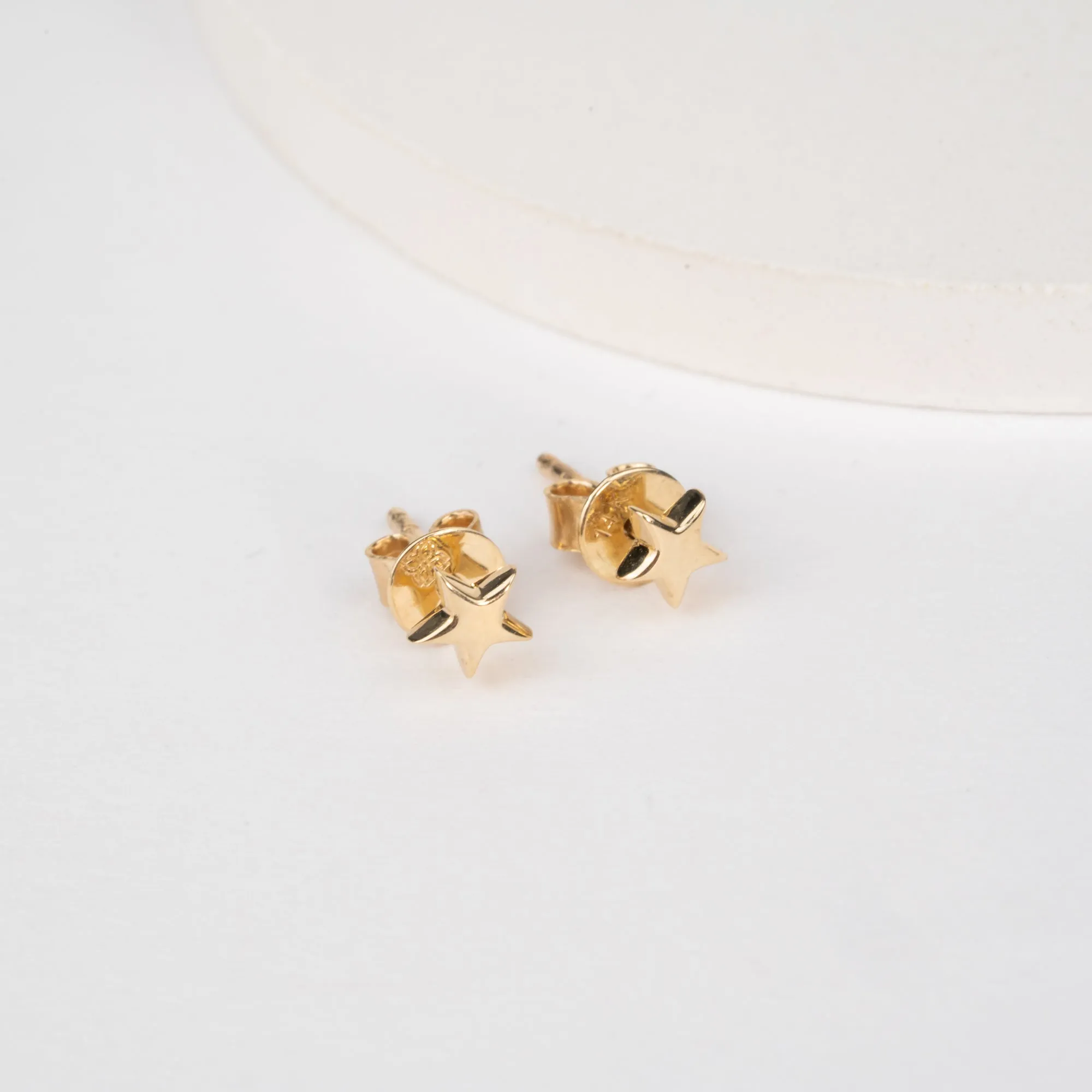 Solid Gold Star Studs, Stella