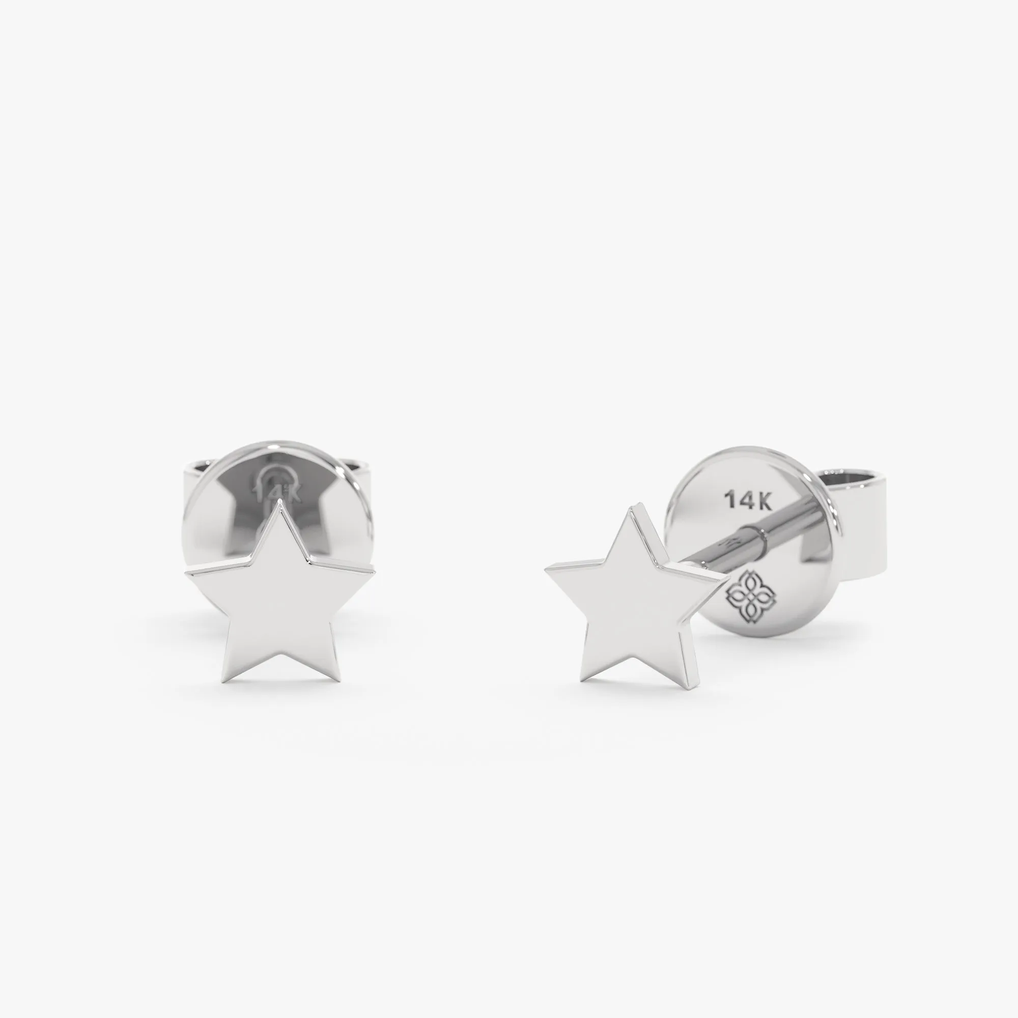 Solid Gold Star Studs, Stella