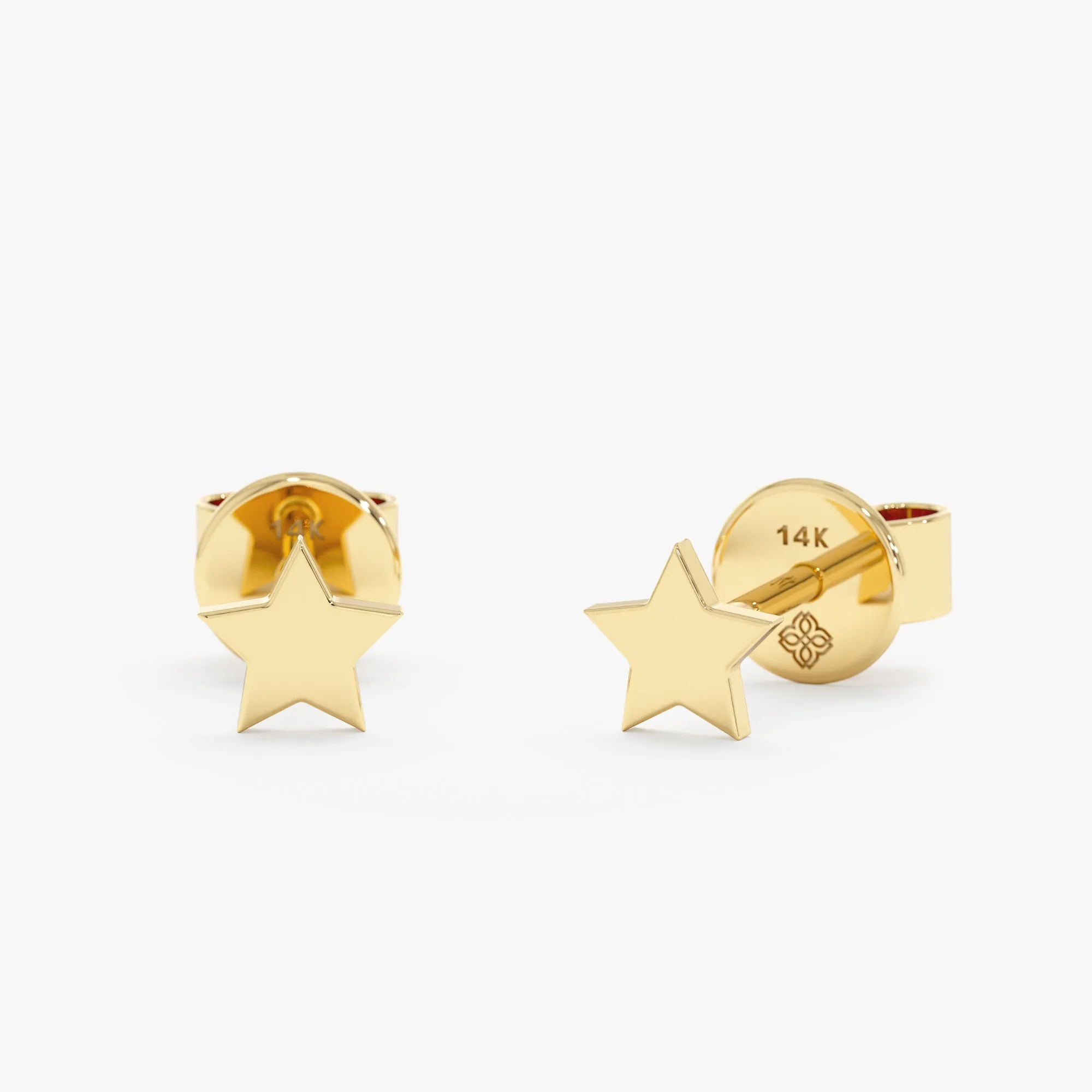 Solid Gold Star Studs, Stella